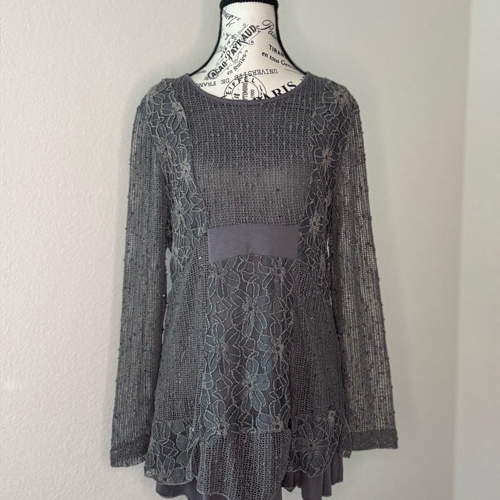 Indigo Soul Silver Lace Top